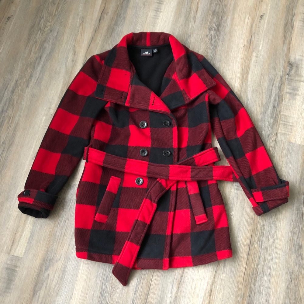 Buffalo Plaid Pea Coat